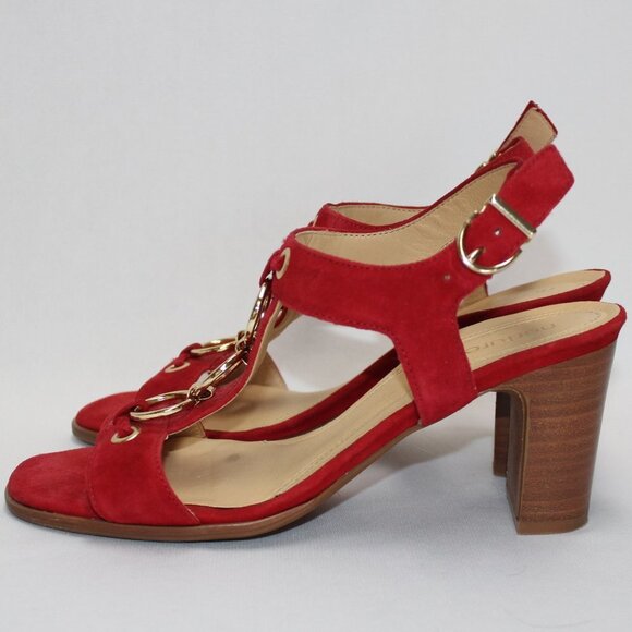 Nurture Lenna Red Suede Leather Sandals - Picture 5 of 9